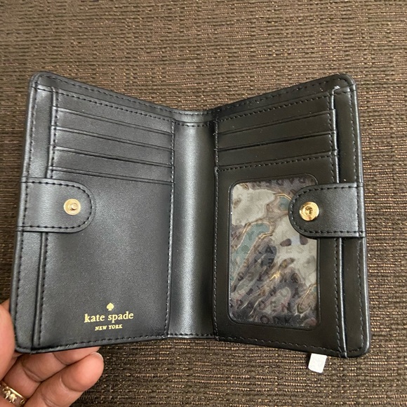 Kate Spade New York Medium Snap Wallet Black/White - Picture 4 of 6